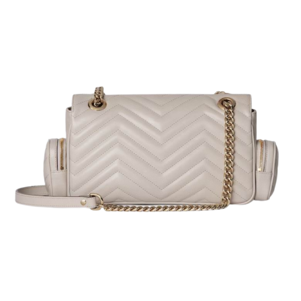 Gucci Ivory Matelassé Chevron Leather GG Marmont Small Multi-Pocket Handbag 795228 AADPJ 1712 - Image 3