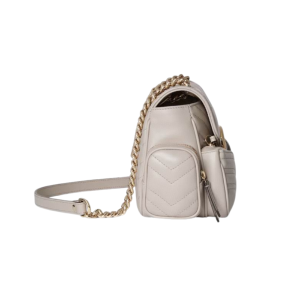 Gucci Ivory Matelassé Chevron Leather GG Marmont Small Multi-Pocket Handbag 795228 AADPJ 1712 - Image 4