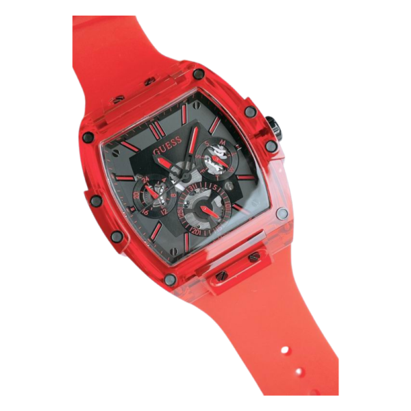 Guess Red Multi-Function Buckle Strap Watch GW0203G5 - Image 3