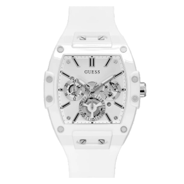 Guess White Multi-Function Buckle Strap Watch GW0203G2