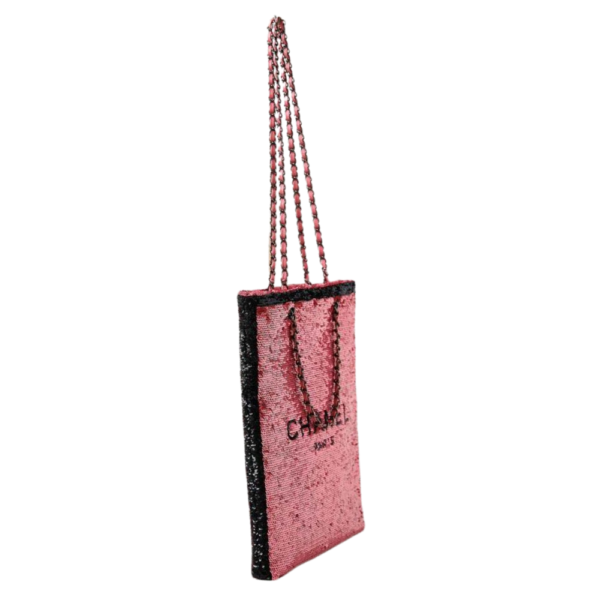 Chanel Pink Sequin Shopping Tote Handbag AS4856 - Image 4