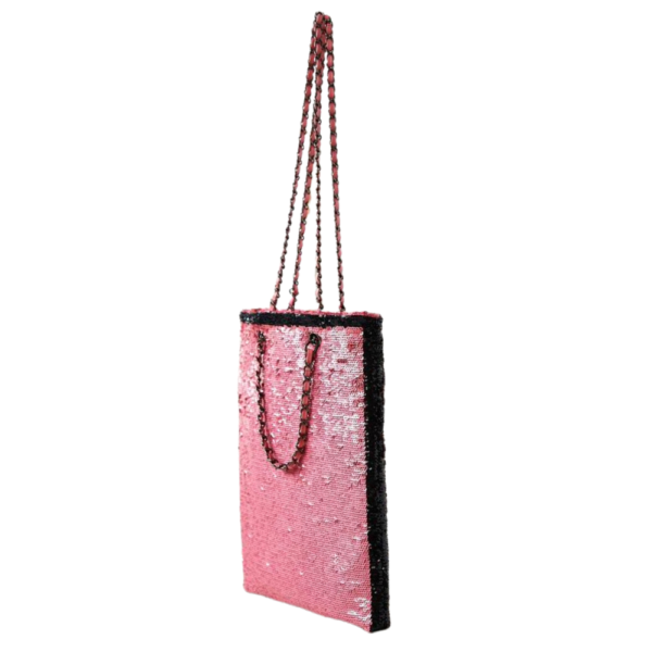 Chanel Pink Sequin Shopping Tote Handbag AS4856 - Image 5