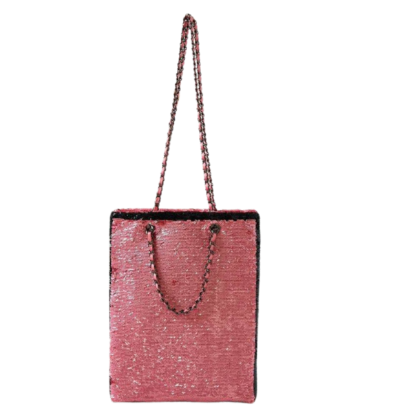 Chanel Pink Sequin Shopping Tote Handbag AS4856 - Image 2