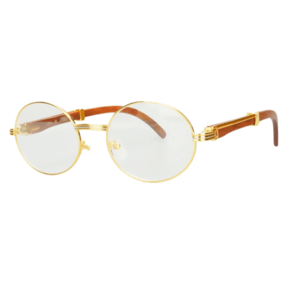 Vintage Cartier Gold Giverny Wood 55-20 Clear Eyeglasses (Rare)