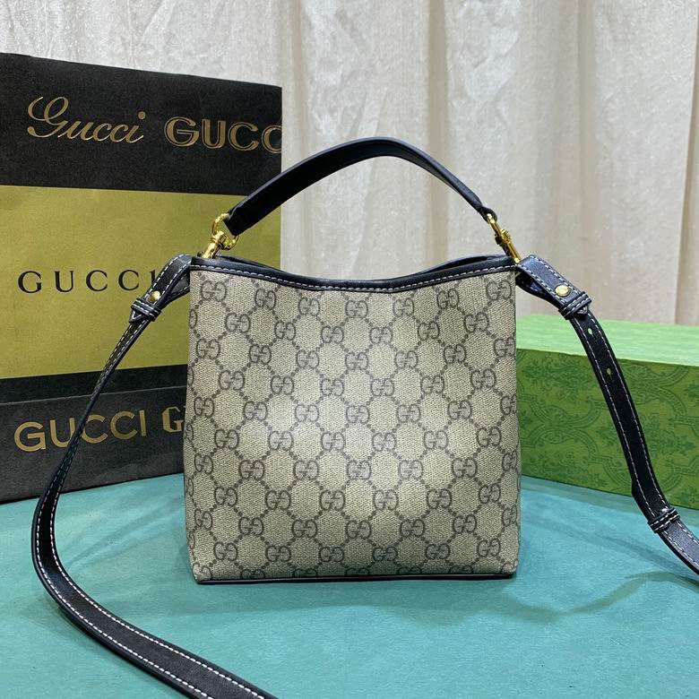 Gucci Beige-Black GG Emblem Small Bucket Crossbody Bag 1889167 - Image 2