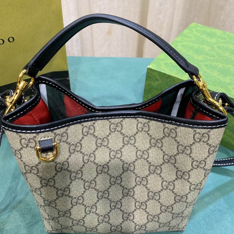 Gucci Beige-Black GG Emblem Small Bucket Crossbody Bag 1889167 - Image 4