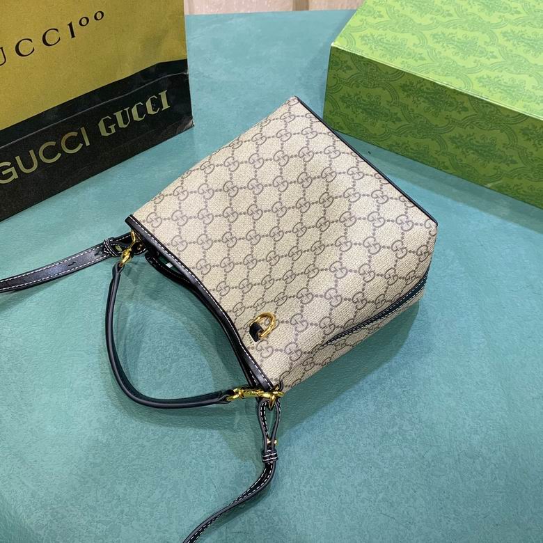 Gucci Beige-Black GG Emblem Small Bucket Crossbody Bag 1889167 - Image 8