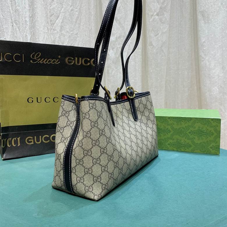 Gucci Beige-Ebony GG Emblem Tote Shoulder Bag 1889176 - Image 2