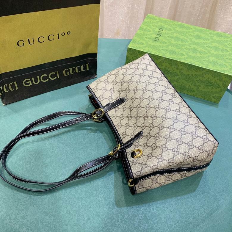 Gucci Beige-Ebony GG Emblem Tote Shoulder Bag 1889176 - Image 6