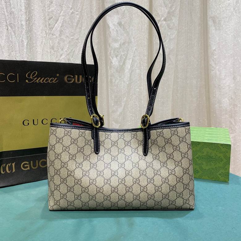 Gucci Beige-Ebony GG Emblem Tote Shoulder Bag 1889176 - Image 8