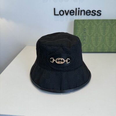 Gucci Black GG Double Chain Bucket Hat 3916867
