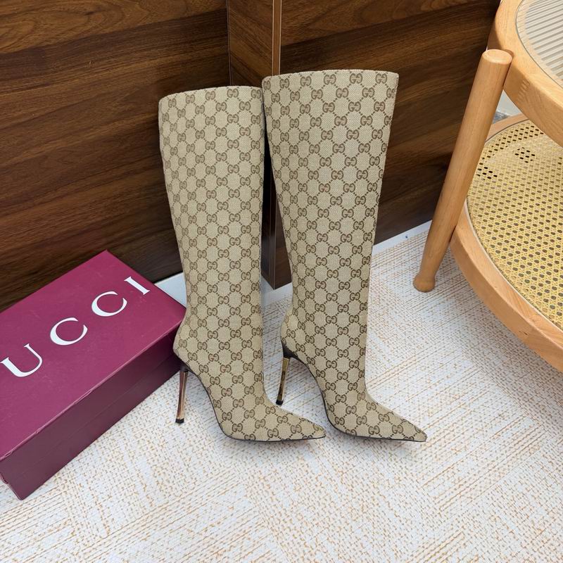 Gucci Gold GG canvas Bombshell 3114296 Knee-High Boots MNS0920 - Image 2