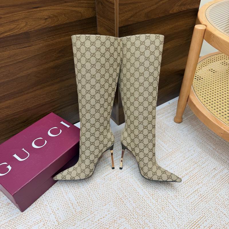 Gucci Gold GG canvas Bombshell 3114296 Knee-High Boots MNS0920 - Image 9