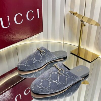 Gucci Midnight Blue GG Crystal 2838470 Mules MNQ1207