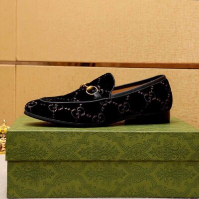Gucci Slack Silver GG Velvet 2756177 Loafers HNQ1251