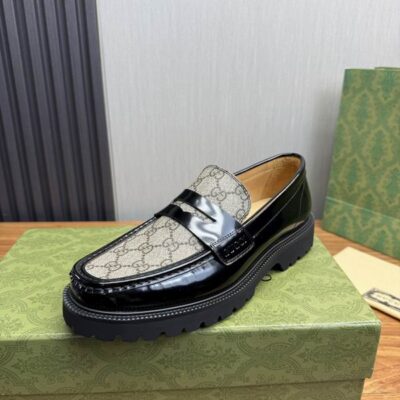 Gucci Black Ebony Supreme 2755125 Penny Loafers HNQ1216